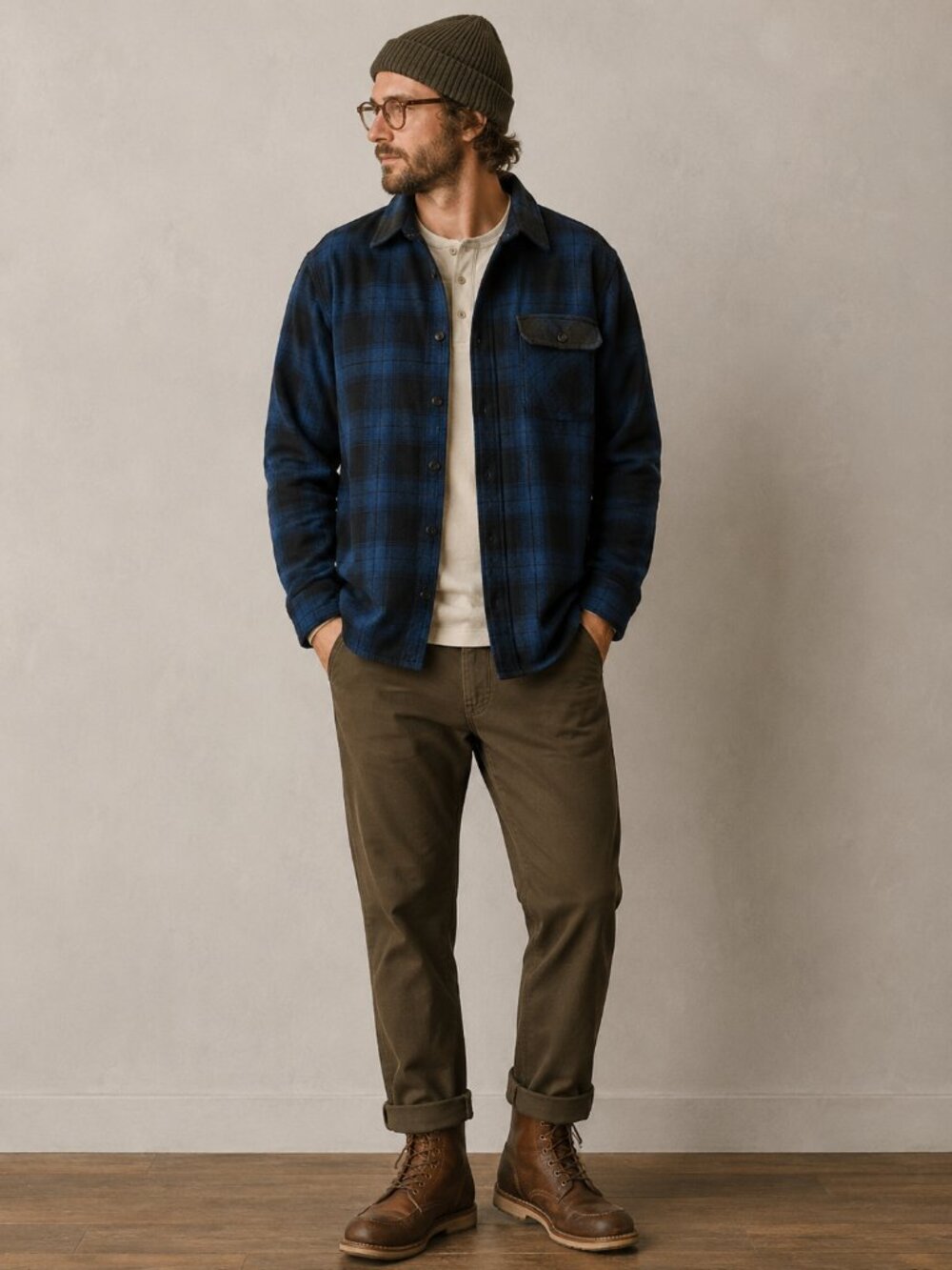 Orvis Men’s Blue Black Plaid Heavyweight Flannel Shirt Jacket Size M Flaw